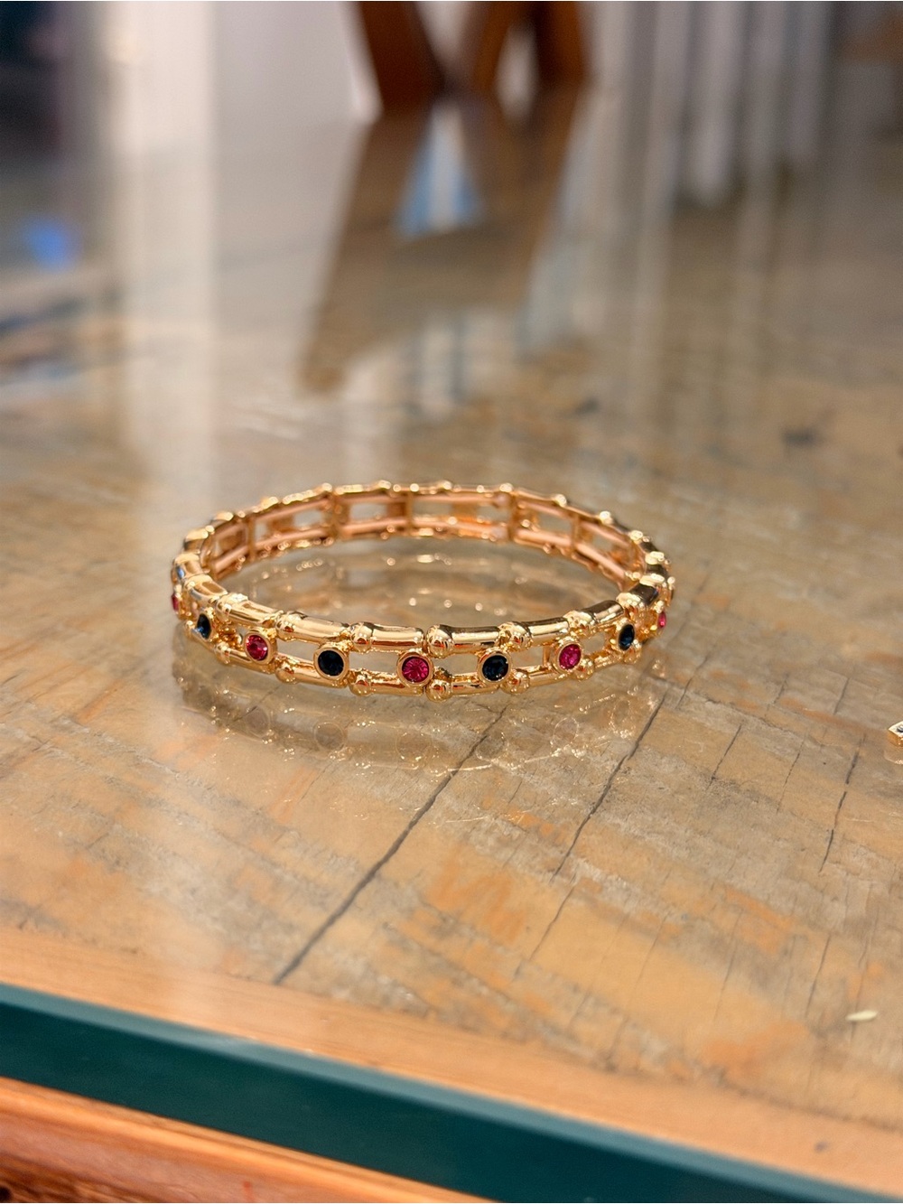 Bomb Party NWT “Southern Charm” Gold-Tone Bracelets Navy Leather Accent! - Picture 10 of 12
